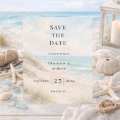 Beach coastal modern wedding Save the Date card