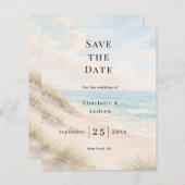 Beach coastal modern wedding Save the Date card (Vorne/Hinten)