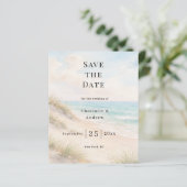 Beach coastal modern wedding Save the Date card (Stehend Vorderseite)