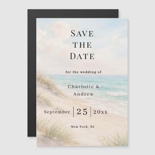 Beach coastal modern wedding Save the Date magnet (Vorne/Hinten)