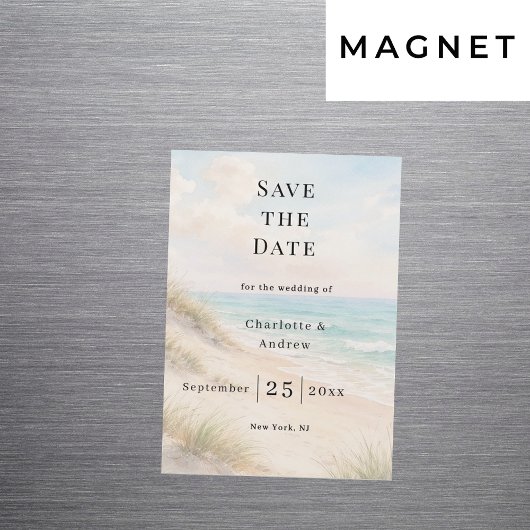 Beach coastal modern wedding Save the Date magnet