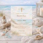Beach coastal monogrammed wedding einladung
