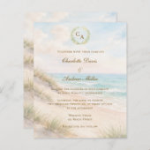 Beach coastal monogrammed wedding invitation (Vorne/Hinten)