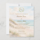 Beach coastal monogrammed wedding invitation (Vorderseite)