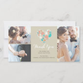 Beach Coastal Nautical Heart Wedding Vielen Dank Dankeskarte (Vorderseite)