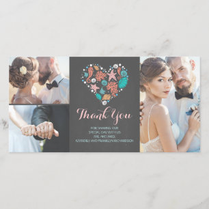 Beach Coastal Nautical Heart Wedding Vielen Dank Dankeskarte