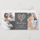 Beach Coastal Nautical Heart Wedding Vielen Dank Dankeskarte (Vorderseite)