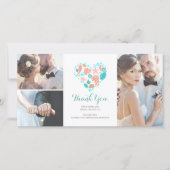Beach Coastal Nautical Heart Wedding Vielen Dank Dankeskarte (Vorderseite)