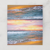 Beach Coastal Ocean Sunset Waves Hochzeit Platzkarte (Außenseite Aufgefaltet)