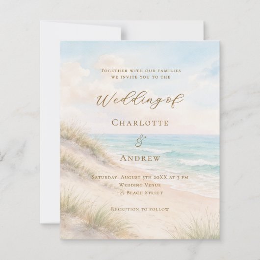 Beach coastal ocean wedding invitation (Vorderseite)
