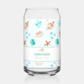 Beach Coastal Seashells Family Name Custom Dosenglas (Vorderseite)