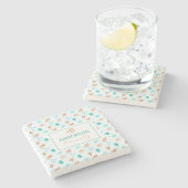 Beach Coastal Seashells Family Name Custom Steinuntersetzer (Seitenansicht)