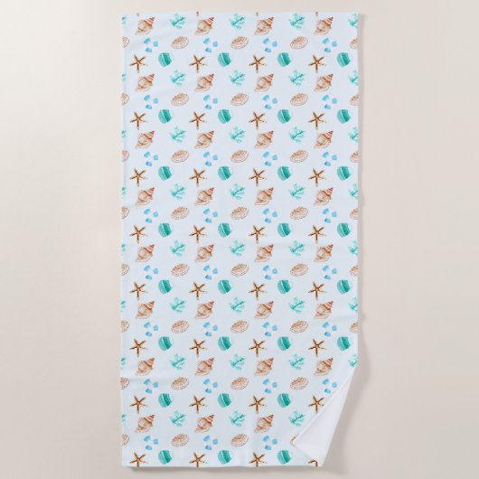 Beach Coastal Seashells Tropical Ocean Strandtuch (Vorderseite)