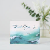 Beach Coastal Wedding Danke Karte (Stehend Vorderseite)