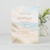 Beach coastal wedding einladung (Stehend Vorderseite)