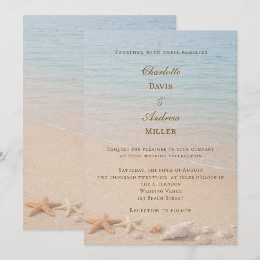 Beach coastal wedding einladung (Vorne/Hinten)
