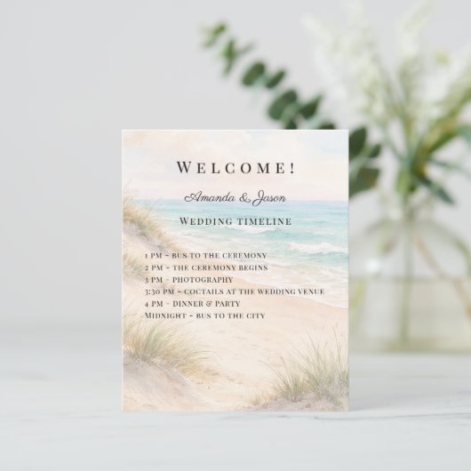 Beach coastal wedding program timeline (Stehend Vorderseite)