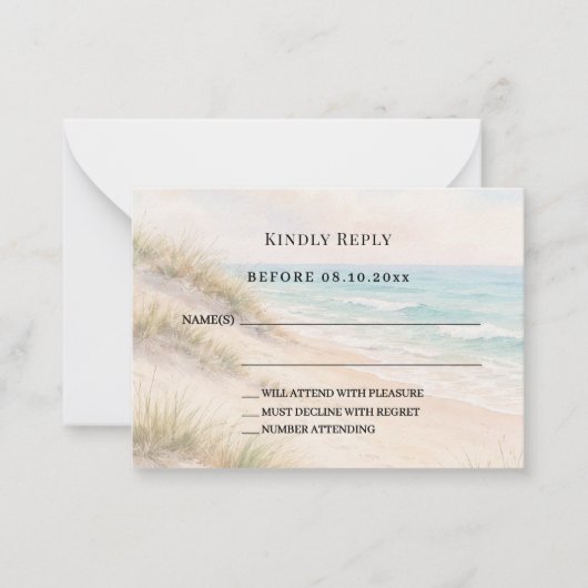 Beach coastal wedding response RSVP Mitteilungskarte (Vorderseite)