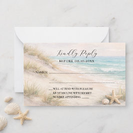 Beach coastal wedding response RSVP Mitteilungskarte