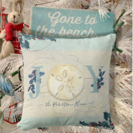 Beach Coastal Weihnachten Joy Sand Dollar Holly Na Kissen