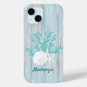 Beach Coastal Wood Aqua Glitzer Custom Case-Mate iPhone Hülle (Rückseite)