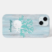Beach Coastal Wood Aqua Glitzer Custom Case-Mate iPhone Hülle (Rückseite (Horizontal))