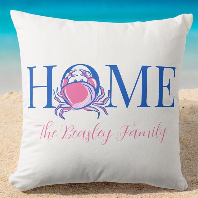 Beach Coastal Zuhause Crab Familienname Kissen (Von Creator hochgeladen)