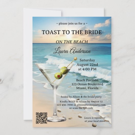 Beach Cocktail Brautparty Einladung (Vorderseite)