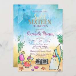 Beach Cocktail Fruits Summer Sweet 16 Party Einladung