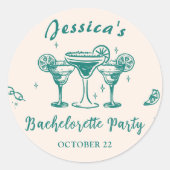 Beach & Cocktail Junggeselinnen-Abschied Runder Aufkleber (Vorderseite)