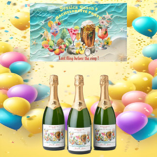 Beach Cocktails Tropische Früchte Junggeselinnen-A Schaumweinetikett