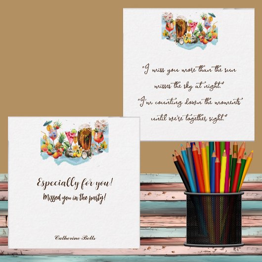 Beach Cocktails Tropisches Obst Party Vermisst Mitteilungskarte