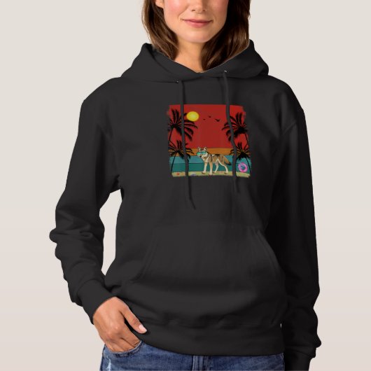 Beach Coconut Tree Retro Graphic Coyote Summer Hoodie (Vorderseite)