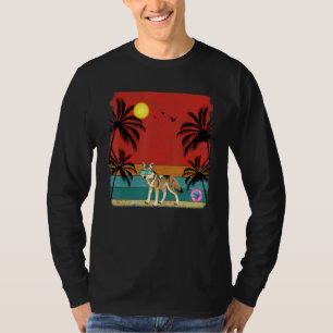 Beach Coconut Tree Retro Graphic Coyote Summer T-Shirt