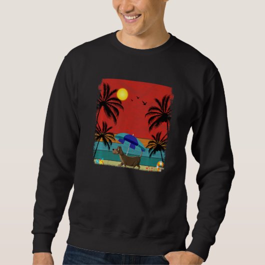 Beach Coconut Tree Retro Graphic Dackel Dog Su Sweatshirt (Vorderseite)