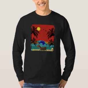 Beach Coconut Tree Retro Graphic Dackel Dog Su T-Shirt