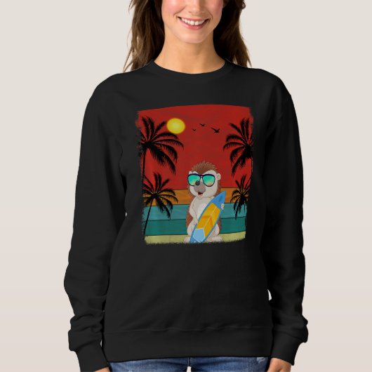 Beach Coconut Tree Retro Graphic Igel Summer Sweatshirt (Vorderseite)