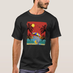 Beach Coconut Tree Retro Graphic Manatee Sommer T-Shirt