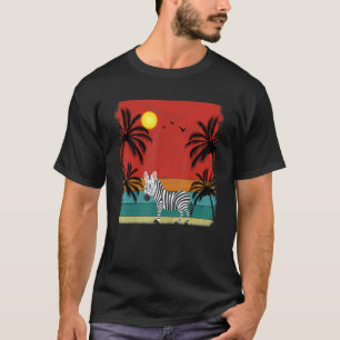 Beach Coconut Tree Retro Graphic Zebra Summer T-Shirt