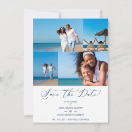 Beach Collage 4 Photos Modern Couple Wedding Save The Date