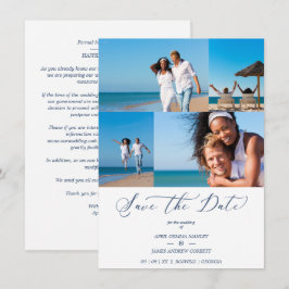 Beach Collage 4 Photos Modern Couple Wedding Save The Date