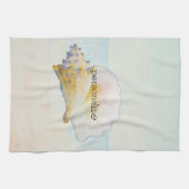 Beach Conch Muschel Blue Ocean Wasserfarbe Handtuch (Horizontal)