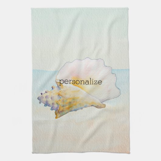 Beach Conch Muschel Blue Ocean Wasserfarbe Handtuch (Vertikal)