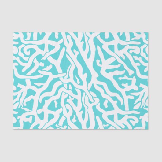 Beach Coral Reef Muster Nautical Blue White Seidenpapier (Vorderseite)