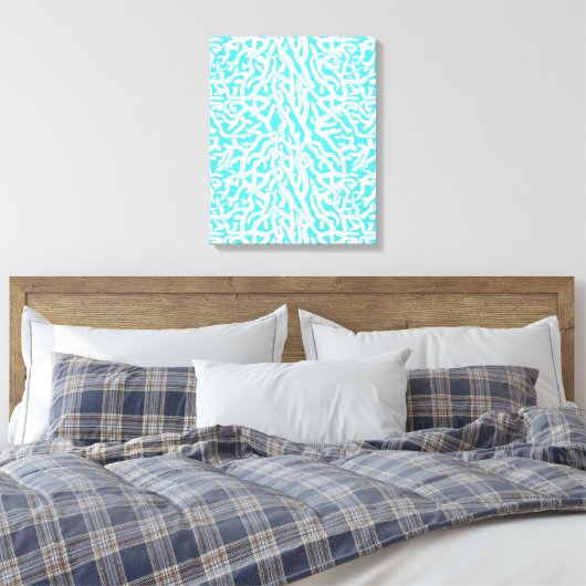 Beach Coral Reef Muster Nautical White Blue Leinwanddruck (Insitu (Schlafzimmer))