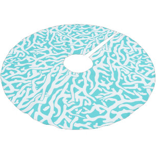 Beach Coral Reef Muster Nautical White Blue Polyester Weihnachtsbaumdecke
