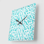 Beach Coral Reef Muster Nautical White Blue Quadratische Wanduhr (Winkel)