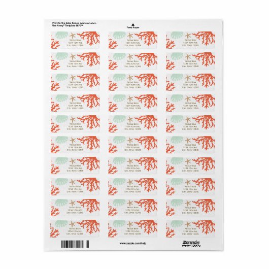 Beach Coral Reef Sea Muschel Starfish Anschrift La (Vorne)