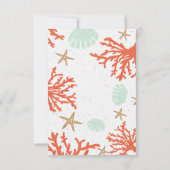 Beach Coral Reef Sea Muschel & Starfish Tischnumme Einladung (Rückseite)