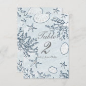 Beach Coral Reef Sea Muschel & Starfish Tischnumme Einladung (Vorne/Hinten)